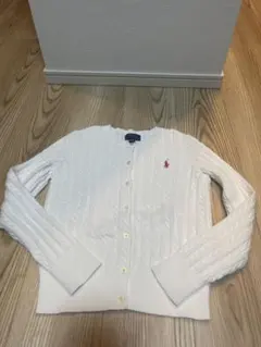 ポロ ラルフローレン ケーブルニット　カーディガン 春カラー　XS ホワイト