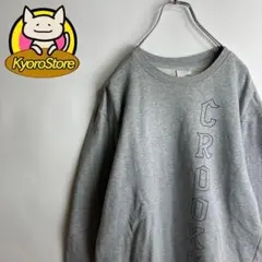 【E004】スウェット バックプリント デザイン◎ グレー 古着