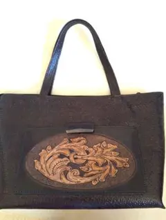 ETRO【美品】Margot マルゴット レザー ペイズリー型押し トートバッグ