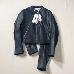 マルジェラ　ハの字レザージャケット　シングルライダース　パープル　羊革　42 マルジェラ ハの字レザージャケット シングルライダース