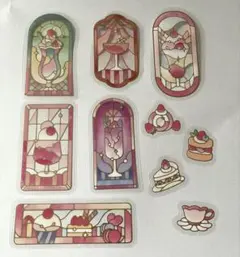 喫茶アラモード・ステンド　シール　レッド　おすそ分け