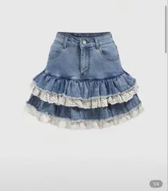 デニムフリルミニスカート