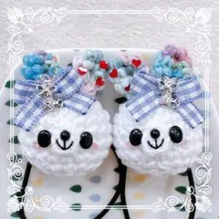 あみぐるみ♡キッズヘアゴム♡キラキラねこリボン♡ホワイトうさちゃん