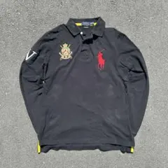 【希少】Ralph Lauren 長袖 ポロシャツ M ブラック ビックポニー
