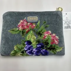 タグ付き　FEILER 花柄ポーチ 日本製　グレー