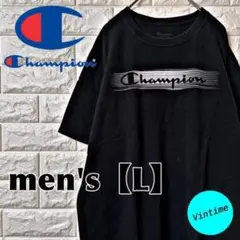AH63【Champion】プリントTシャツ【メンズL】ブラック