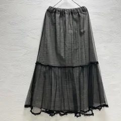 美品✨kutirチェック柄 チュール重ね ロングフレアスカート✨Mサイズのサムネイル