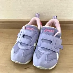 ASICS 紫 スニーカー マジックテープ付き　18.5