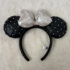 ディズニー ミニーマウス カチューシャ 黒とシルバー