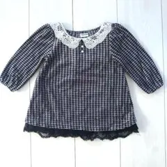 80cm 衿付き千鳥格子柄ワンピース