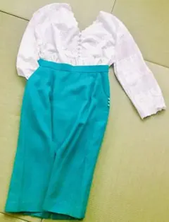【美品】タイトスカート　リネン混　グリーン　M　春夏　Y2K 韓国ファッション