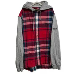 90s EBTEK エディーバウアー フード付 チェックシャツ ドッキング