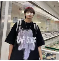 XL ブラック黒 メンズ 半袖 カジュアル オーバーサイズ ストリート Tシャツ