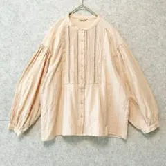 美品♪アナイ◇レース×ピンタックパフスリーブブラウス テラコッタ 