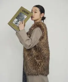 poet ファー ベスト ブラウン　マタギ