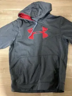 UNDER ARMOUR フード付きパーカー XL グレー/レッド