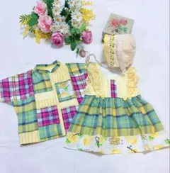 handmade兄妹リンクコーデ♡パッチワーク風♡3点セット