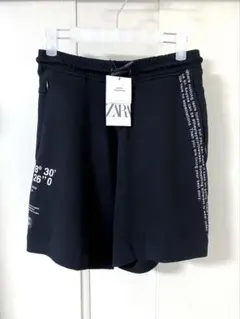 新品タグ付きZARAブラックハーフパンツ半ズボン短パン黒150cm152cm男女