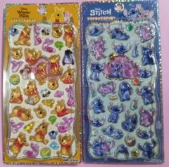 【正規品】プチドロップステッカー 2枚セット ディズニー プー&スティッチ