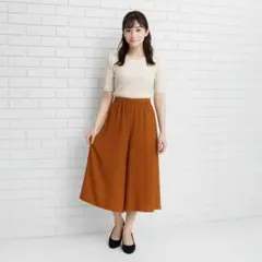 COLZA ガウチョパンツ ドット柄 Sサイズ ブラウン 送料無料 古着