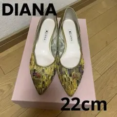 美品 DIANA パンプス フラットシューズ 絵画 22cm イエロー ダイアナ