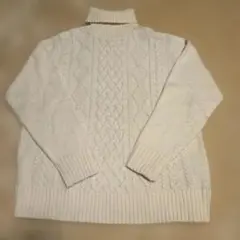 GU タートルニット　ケーブル　白　ホワイト　メンズ　XL