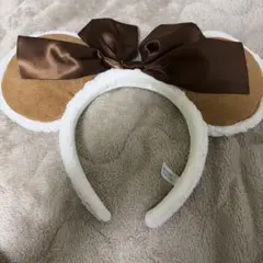 ディズニー　カチューシャ　ミニー　ブラウン　冬