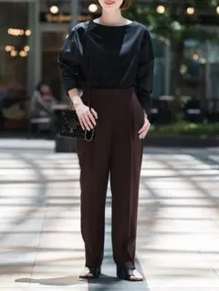 極美品　theory luxe ドレープ タック ワイドパンツ ブラウン　38