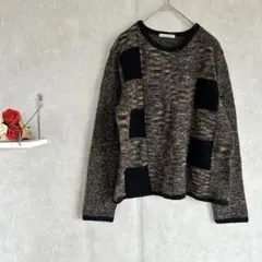 『HAUTMONDE』パッチワークデザイン 長袖ニット　Mサイズ　ミックスカラー