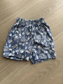 ユニクロ　青い花と鳥柄パンツ 80