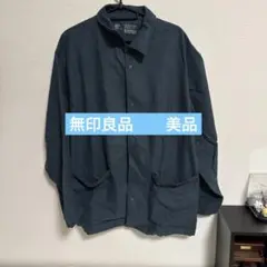 ダークブルー ボタン付きシャツ Lサイズ