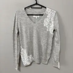 BEIGE, ベイジ　 ウールカシミヤ　薄手　グレー　レース　ニットのサムネイル