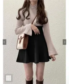 GRL ハイネックベルスリーブリブニットトップス ［k9064b］