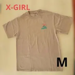 X-girl 半袖 Tシャツ ブラウン 花柄 バックプリント　M