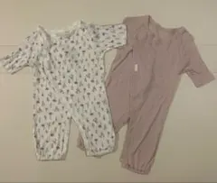 petit main 花柄ロンパース&ハートロンパース 2枚セット60cm