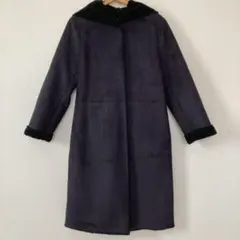 美品 【デミルクスビームス】 ロングコート（M） 黒 無地 カジュアル 長袖のサムネイル