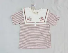 新品　Littc キッズ　ミッキー＆ミニー　ボーダー セーラー襟　半袖Tシャツ