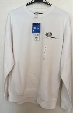 UNIQLO カウズ　ホワイト トレーナー Lサイズ イラスト付き