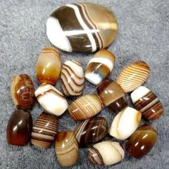 B102　ブラウンストライプアゲート　ライス＆オーバル