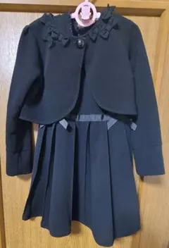 120cm 黒のフォーマルドレスとジャケットセットアップ2点セット 美品