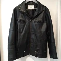 黒 レザー シングルライダースジャケット