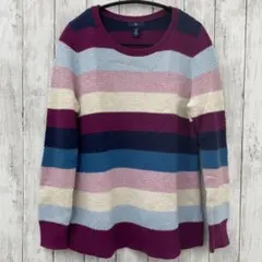【 Gap 】ギャップ マルチカラーデザインボーダーニットセーター Mサイズ