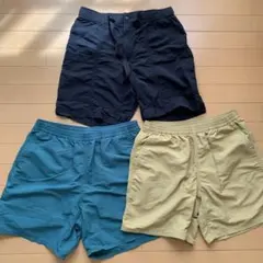 ユニクロショートパンツ ブラック、グリーン、イエローベージュ3点セット