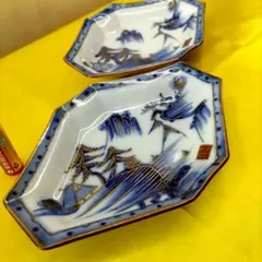 有田焼　伊万里焼　古伊万里　金彩　小皿　菱皿　角皿　刺し身皿　2客セット　②のサムネイル