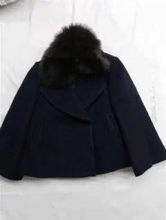 ◎レッセパッセ フォックスファー付ショートコート ネイビー系 38 レディース