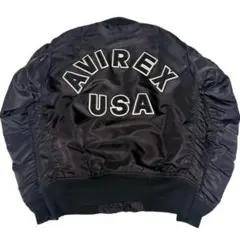 極美品 AVIREX MA-1 バックロゴ リバーシブル 黒 L アーチロゴ