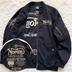 Lサイズ Norton MA-1 フライトジャケット ビッグロゴ刺繍 黒 金