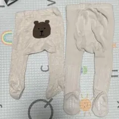 【baby Gap】 クマタイツ ベージュ 【petit main】 タイツ70