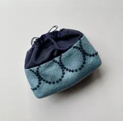 【再販】ミニ巾着 Ｍ ミナペルホネン生地使用 ta-blue