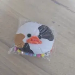 mojojojo ビーズチェーン付き フェイスマスコット ストラップ 牛柄ひよこ